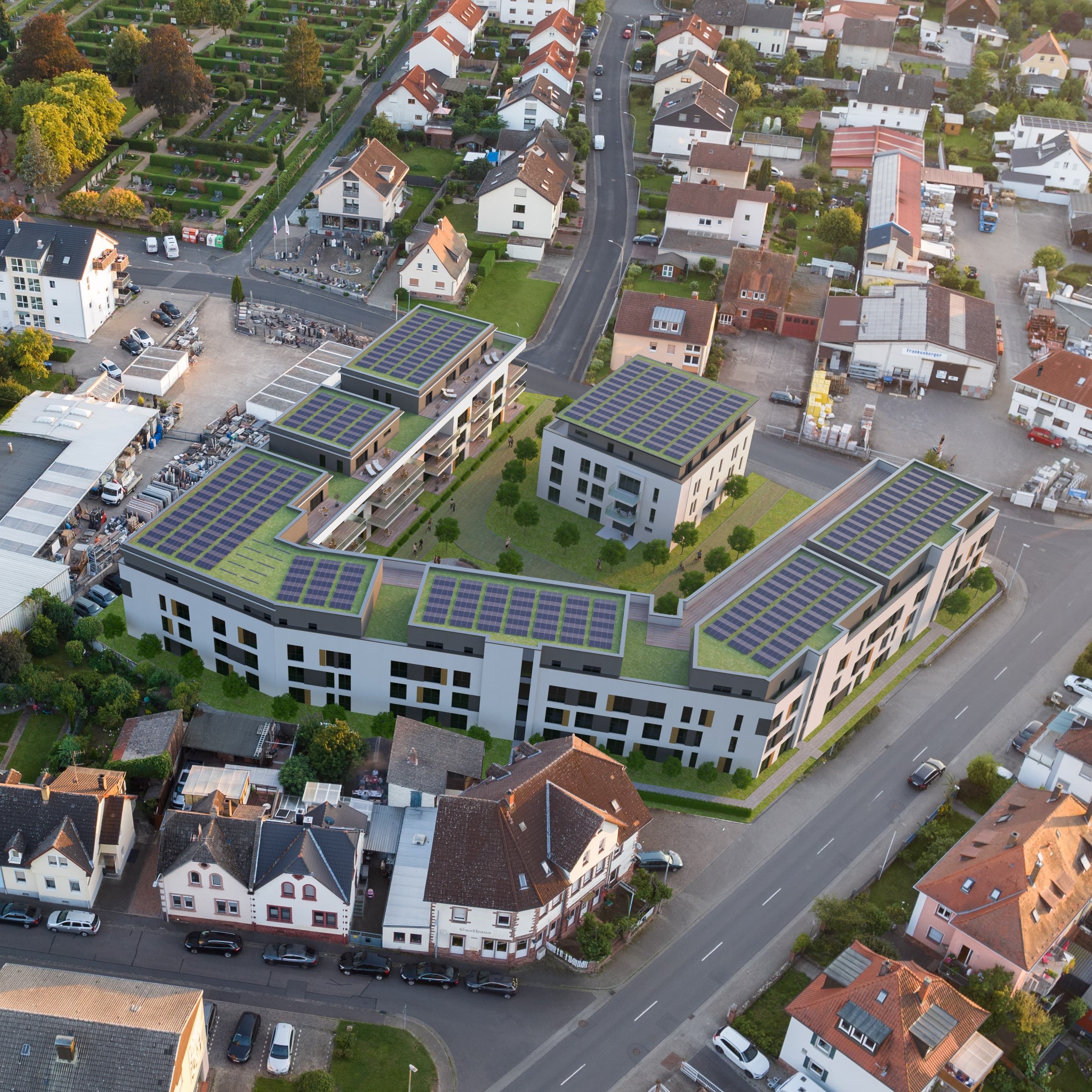 Neubau einer Wohnanlage mit 95 Wohneinheiten auf einer gemeinsamen Tiefgarage 