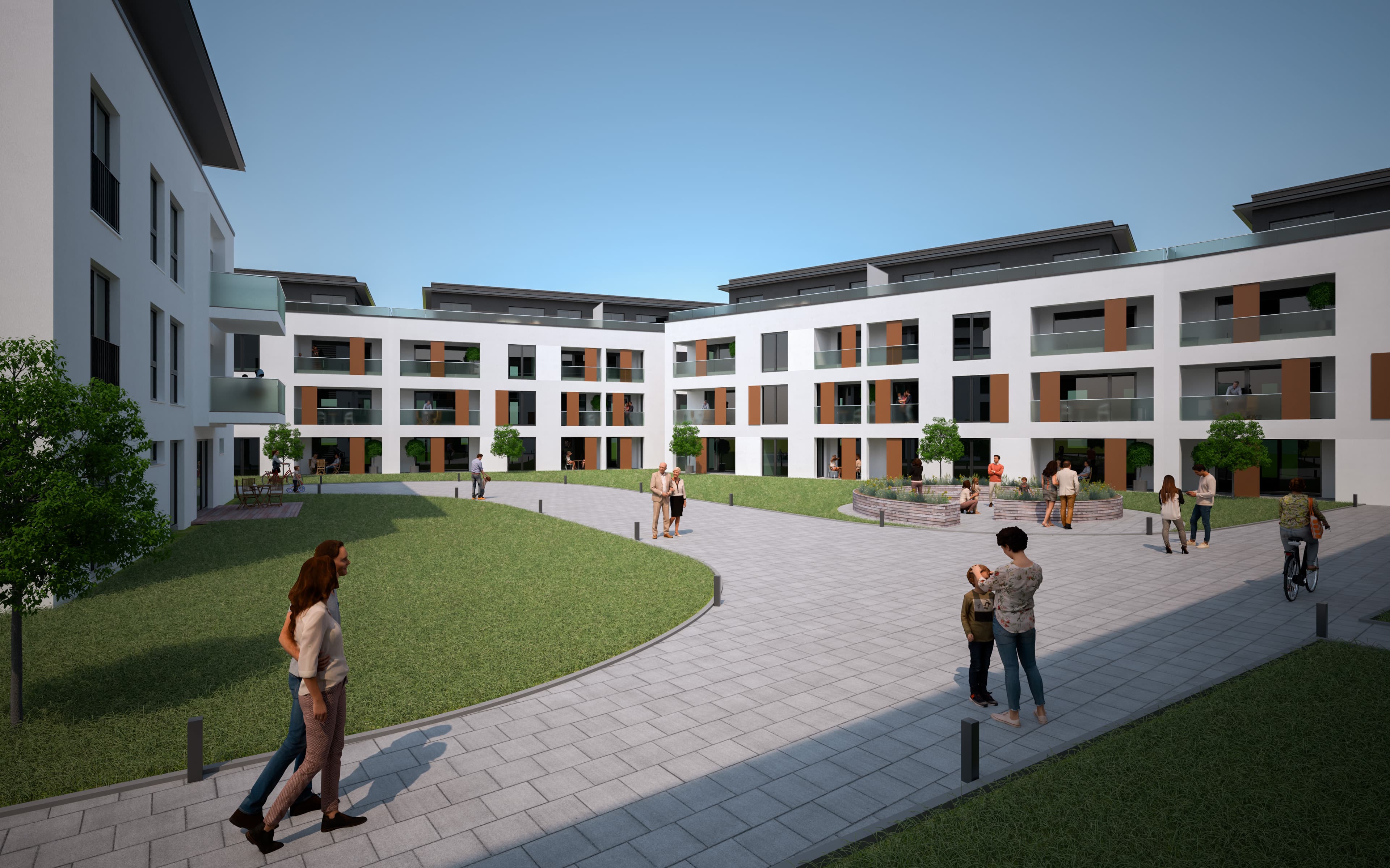 Neubau einer Wohnanlage mit 95 Wohneinheiten auf einer gemeinsamen Tiefgarage 